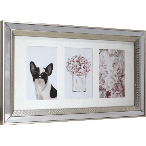 Crystal Art Gallery CA 10x18 Brushed Silver Collage Picture Frame, Holds Three 4x6 Photos