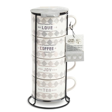 Thyme & Table Set of 4 Bistro Stackable Coffee Mugs, 11 fl oz