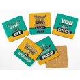 thumbnail image 2 of Inkdotpot Set of 6 Drink Coasters Easy Clean 4-inch SquareCoastersCork Base-Reusable- Motivational Quotes, 2 of 8