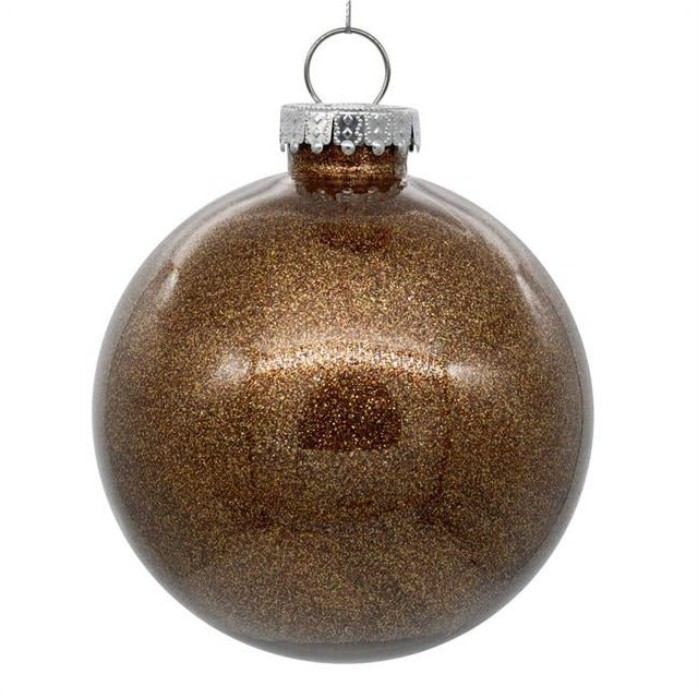 Vickerman N211576 Boule Transparente Pailletée Moka de 6 Po - 4 par Sac