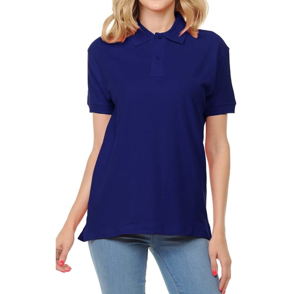 FRESH TEE Womens Adult Unisex 100 Cotton Classic Fit Polo Shirt Short Sleeve for Daily Work School Uniform