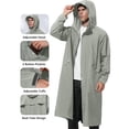 thumbnail image 4 of Pitauce Ponchos de Pluie Longs à Capuche pour Hommes, Fermeture Éclair Complète, Imperméables, Vestes de Pluie Compressibles pour Course, Randonnée, Cyclisme, Manteau de Pluie avec Poches, 4 of 9