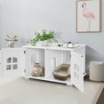 thumbnail image 4 of Gymax Large Wooden Cat Litter Box Enclosure Hidden Cat Washroom w/ Divider White, 4 of 10