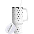 thumbnail image 2 of Gobelet de 30 oz avec Poignée, Couvercle et Paille, Gobelet d'Eau Isolé, Tasse d'Eau en Acier Inoxydable, Tasse Bouteille Réutilisable, Compatible avec Porte-Gobelet, Pois, Blanc, 2 of 6