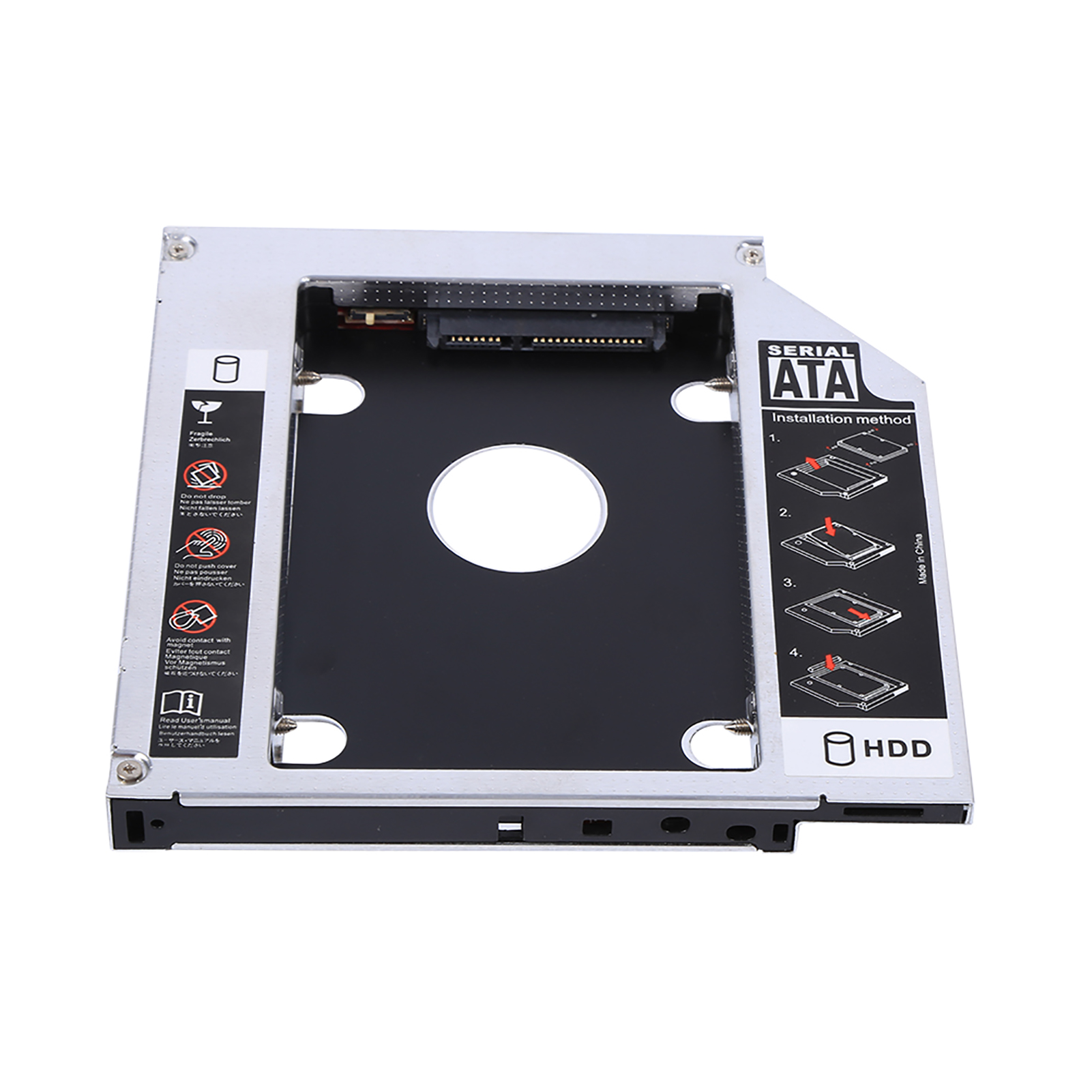 Aluminum  HDD SSD Enclosure 12.7mm Hard Drive Bay Caddy Optical DVD Adapter