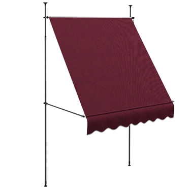 Outsunny Auvent Rétractable 6,5 Pieds x 4 Pieds, Autoportant et Sans Vis, Rouge Vin