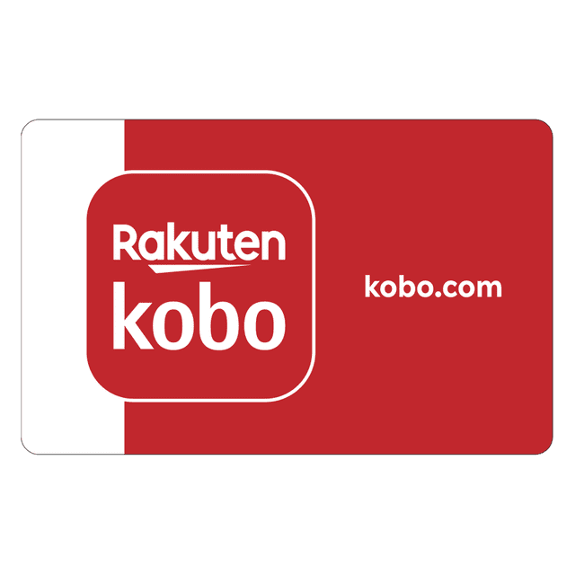 Kobo eGift Card - $75 digital download with a rectangular card featuring a red background and white vertical stripe on the left, displaying the white Rakuten Kobo logo and kobo.com text, redeemable for eBooks and audiobooks on the Kobo app.