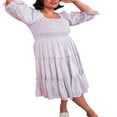 thumbnail image 3 of EASTIN Mommy and Me Dresses Floral Print Short Sleeve Ruffle Beach Midi Dress Sundress, 3 of 4
