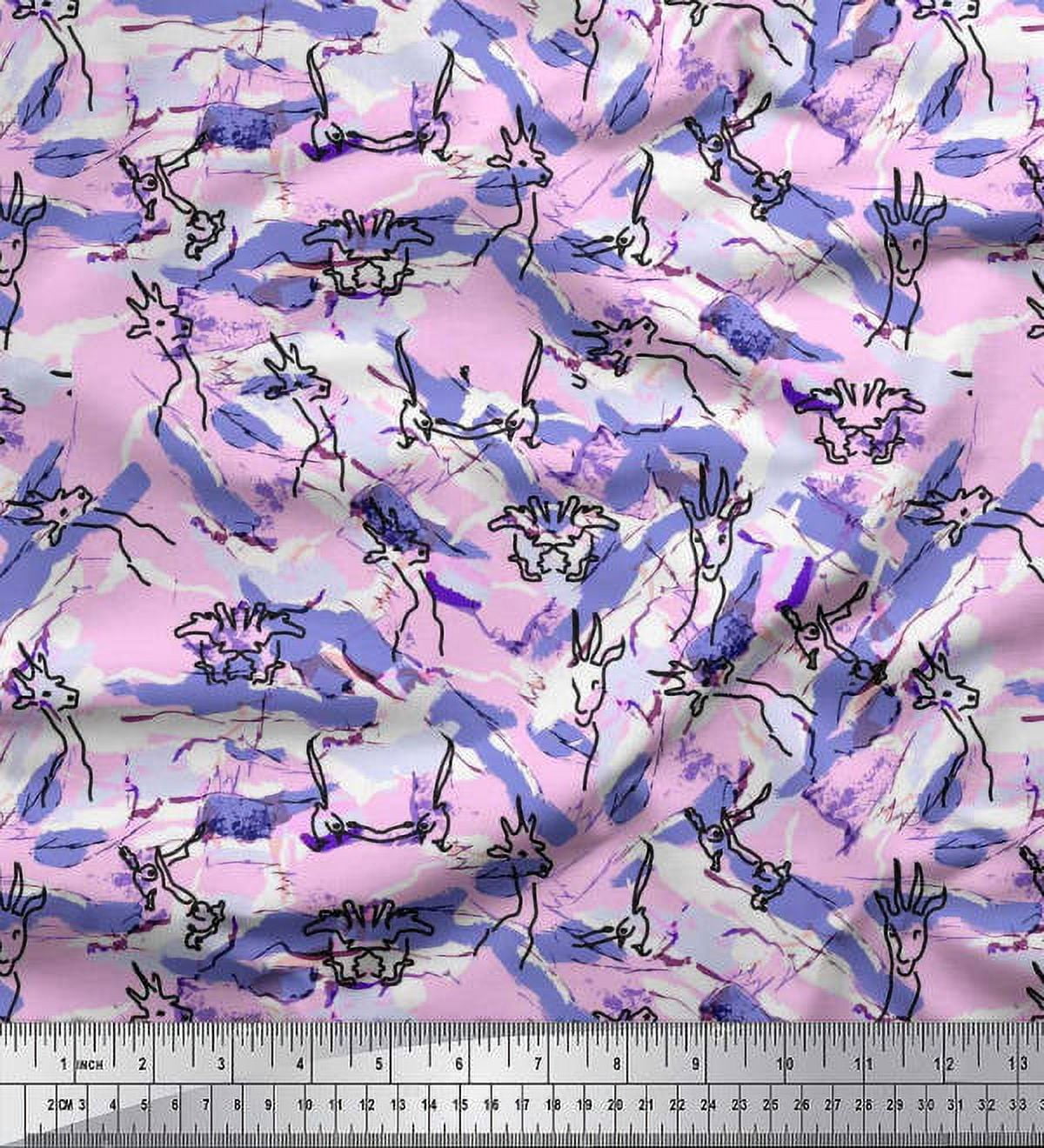 Soimoi Polyester Crepe Fabric Animals Brush Stroke Print Fabric by Yard 52 Inch Wide