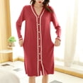 thumbnail image 2 of Women Housecoat Lightweight Button Front Robe House Coat Long Sleeve Short Bathrobes Soft Nightgown Soft Robes for Lady M, 2 of 9