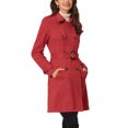thumbnail image 4 of INSPIRE CHIC Manteau Trench en Faux Suède à Revers Crantés, Double Boutonnage, pour Femme, TP, Rouge, 4 of 6