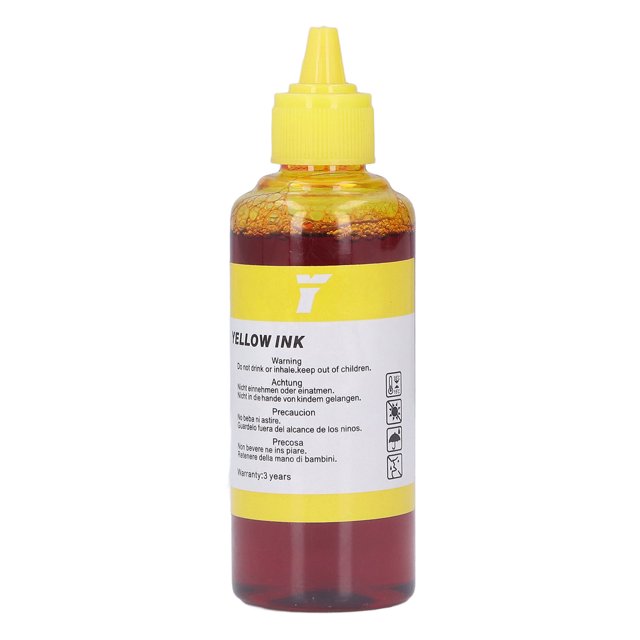 XYCCA 100ML Capacity Printing Ink Bottled High Purity Refill Ink Replacement for HP Printer Yellow-082102
