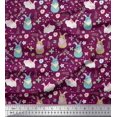 thumbnail image 1 of Soimoi Cotton Cambric Fabric Floral & Rabbit Kids Decor Fabric Printed Yard 42 Inch Wide, 1 of 3