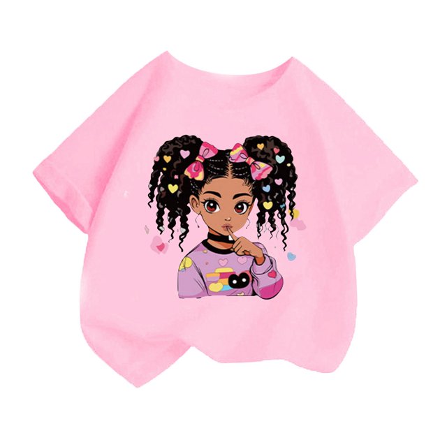 GDREDA Vêtements Fille Enfant Filles Mignon Mode Imprimé Col Rond Manches Courtes Tee Été Confortable Décontracté Ample T-Shirt Hauts Fille Hauts Rose,4-6 Ans