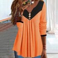 thumbnail image 2 of FAIWAD Womens Tunic Tops Long Sleeve Color Block V Neck Button Down Pleated Flowy Pullover Tops, 2 of 6