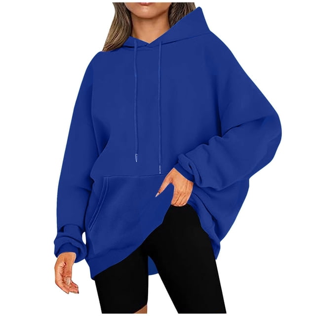 Plus Size Hoodies for Womens Drawstring Adjustable Pullover Blouses with Kangaroo Pocket Relaxed Fit Sweaters Comfort Casual Hooded Sweater Fall Winter Fleece Tops