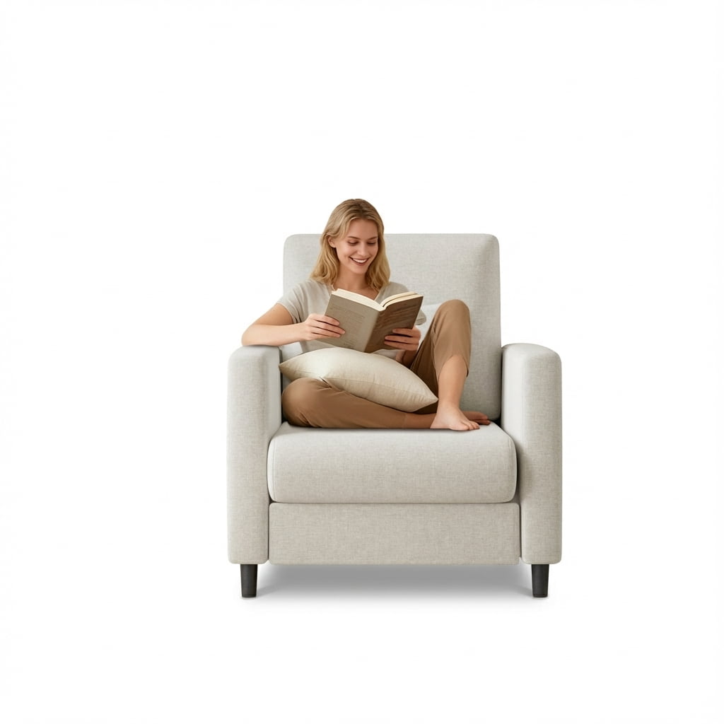 Garvee Sofa Accent Chair, 33" Reading Chair for Bedroom,Comfy Arm Chairs with Padded Seating, Beige