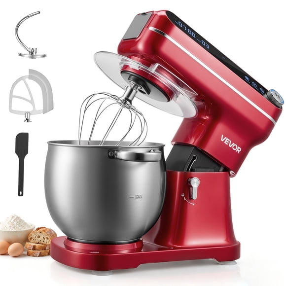 VEVOR 7.4 Qt Tilt Head Stand Mixer 500W Electric Dough Mixer, 12 Speeds Food Kitchen Mixer with Stainless Steel Bowl, Splash Guard, Dough Hook, Whisk, Beater