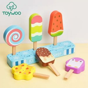 Simulation Ice Cream Shop Jouet en bois Puzzle Garçons et filles Cuisine Jouer Maison Rôle Jouer Vendre Kits Crème glacée Jouets pour enfants Cadeau