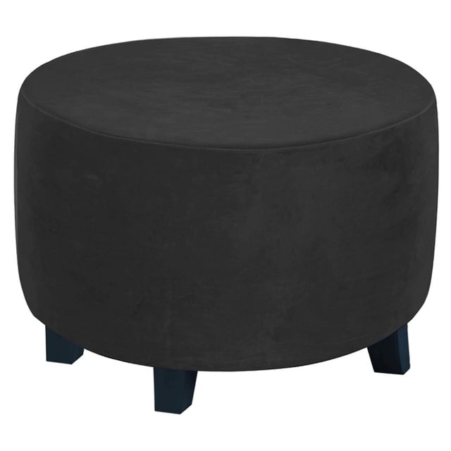 GUOOL Housses Rondes pour Pouf Housses pour Pouf en Spandex Amovibles Housses de Protection pour Repose-Pieds Noir