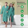 thumbnail image 4 of Canadian Linen Women Shawl Collar Terry Waffle Bathrobes Soft Absorbent Cotton Bathrobes for Shower bath Womens Spa & Salons Lounge Robes, Large, Teal, 4 of 7