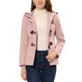 thumbnail image 1 of INSPIRE CHIC Women's Toggle Duffle Coat Zipper Front Solid Cropped Hooded Anorak M Pink, 1 of 6