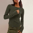 thumbnail image 2 of Yuyuzo Women's Ribbed Knit Tops Long Sleeve Crewneck Slim Tight T Shirts 2024 Basic Solid Color Tees, 2 of 7