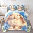 thumbnail image 1 of Lop-Eared Rabbit Bed in a Bag Queen Comforter Set 7 Piece,Red Rose Bedding Sets Romantic Flowers Bed Set,Cute Wild Animal Sheet Set with Comforter, 1 of 6