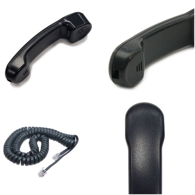 Norstar T7000 Series Handset Charcoal 5 Pack, replacement handsets compatible with Norstar T7000 Series phones (T7100, T7208, T7316, T7316E) and M3000 series, Vista telephones. Includes five grey handsets with a coiled cord, suitable for corded phone systems.