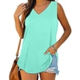 thumbnail image 4 of AherBiu Womens Tank Tops V Neck Basic Solid Color Tops Flowy Loose Fitted Summer Sleeveless Camis Shirts, 4 of 7
