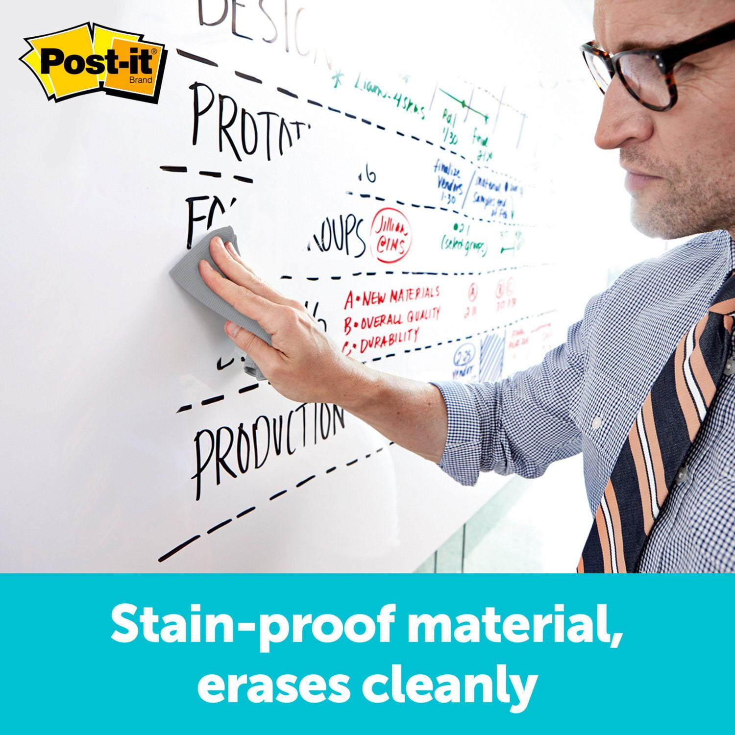 Post-it® Super Sticky Dry Erase Surface DEF6x4, 4 ft x 6 ft (1.21 m x 1.82 m)