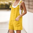 thumbnail image 4 of TopLLC Women's Summer Casual Rompers Sleeveless Loose Spaghetti Strap Short Jumpsuits Overalls Solid Button Bodysuit Playsuit With Pockets, 4 of 6