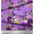 thumbnail image 2 of Soimoi Tissu en Rayonne Feuilles et Imprimé de Fleurs de Roses, Tissu au Mètre, 42 Pouces de Large, 2 of 3