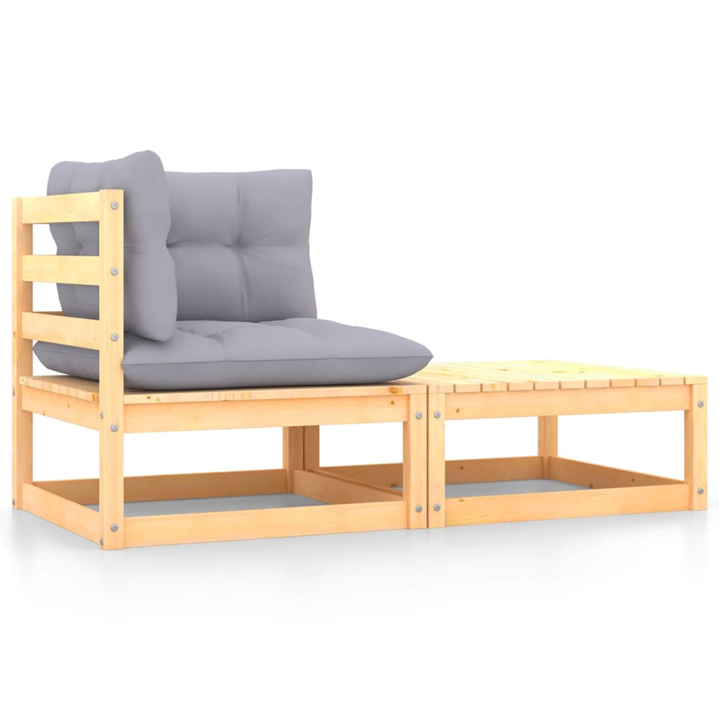 vidaXL 2 Piece Garden Lounge Set with Cushions Solid Wood Pine