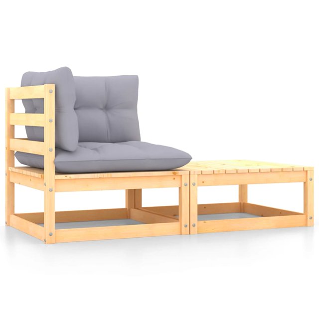 vidaXL 2 Piece Garden Lounge Set with Cushions Solid Wood Pine