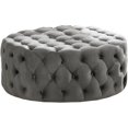 thumbnail image 1 of Best Master Furniture Anderson Pouf Rond en Tissu de Velours de 40 Pouces Gris, 1 of 1