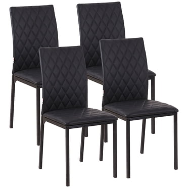 HOMCOM Dining Chairs Faux Leather Accent Chairs, Set of 4, Black