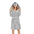 thumbnail image 1 of Women Robes Plush Robes For Women With Warm Fleece Hooded Bathrobe Soft Long Spa Robe With Pockets Woman Flannel Pajamas, 1 of 6