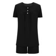 thumbnail image 4 of AherBiu Ensembles de Pyjama pour Femmes 2 Pcs Boutons Col Rond Hauts Ensemble de Pjs Shorts Confortables Vêtements de Nuit Vêtements de Nuit, 4 of 6