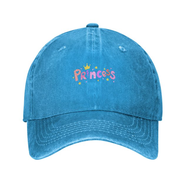 ZICANCN Princess Letters Adjustable Baseball Cap Women , Hats for Men Adult Washed Cotton Denim Baseball Caps Fashion Blue