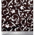 thumbnail image 1 of Soimoi Brown Rayon Crepe Fabric Filigree Damask Print Sewing Fabric Yard 46 Inch Wide, 1 of 3