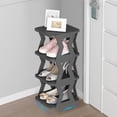 thumbnail image 4 of Apmemiss Clearance Shoe Organizer Rack for Small Spaces 4 Tier Plastic Vertical Narrow Shelves for Closet Shoe Holder, Stand for Entryway Storage Boots Organizer Stackable Cabinet, 4 of 6
