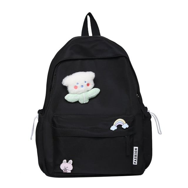 AMERTEER Sac à Dos Mode Simple Sac d'École Sac à Livres Multi-Poches Mignon pour Fille (Blanc)