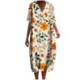 thumbnail image 2 of Ovzne Robes d'Été pour Femmes Robe pour Femme Robes d'Été pour Femmes avec Poches Robes Imprimées Coupe Ample Col en V Manches Courtes Robes Grande Taille Robe à Manches Courtes Imprimée Liquidation, 2 of 5