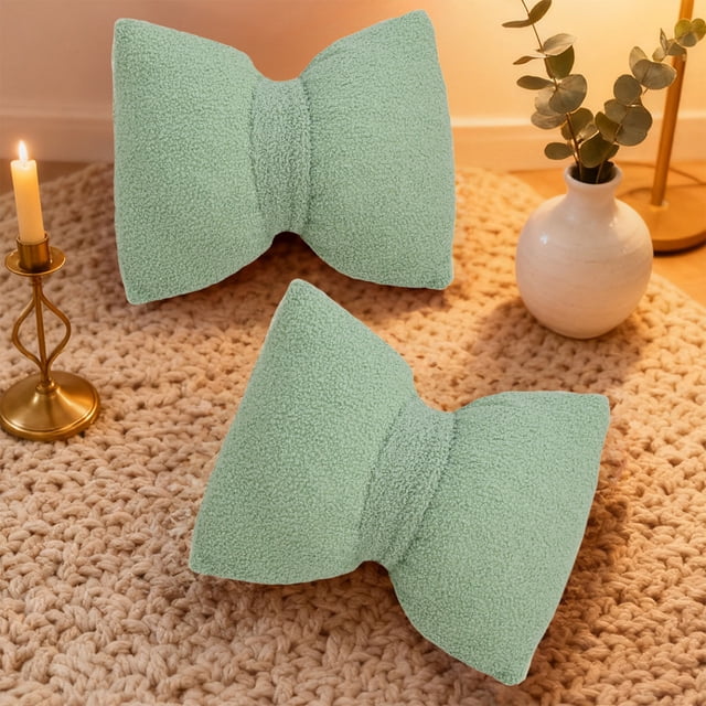 Dvkptbk Cotton Bow Pillows and Linen Pillow Solid Color Sofa Pillow Cushion Two Purpose Bow Pillow Lumbar Pillow 16X12 Inches Motheres Day Gift Pillow Bedding