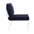 thumbnail image 3 of Modway Riverside Outdoor Patio Aluminum Armless Chair in White/Navy, 3 of 6