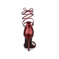 thumbnail image 2 of BLISSFUL STEP Lace Up Open Toe Stiletto Heeled Sandals for Women Maroon 7, 2 of 7