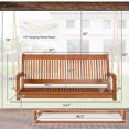 thumbnail image 2 of Gymax 2-Seat Patio Hanging Wooden Porch Swing Bench w/ Cushion & Hanging Ropes, 2 of 10