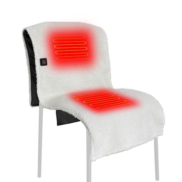 Coussin Chauffant Électrique en Sherpa Réglable en Température pour Chaise Canapé Sofa