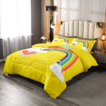 thumbnail image 2 of YST Rainbow Quilted Comforter Set, Kawaii Love Heart Bedding, Twin Size, Yellow, 2 of 5